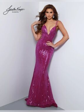 Johnathan Kayne 2704 Sequin Gown with Cape